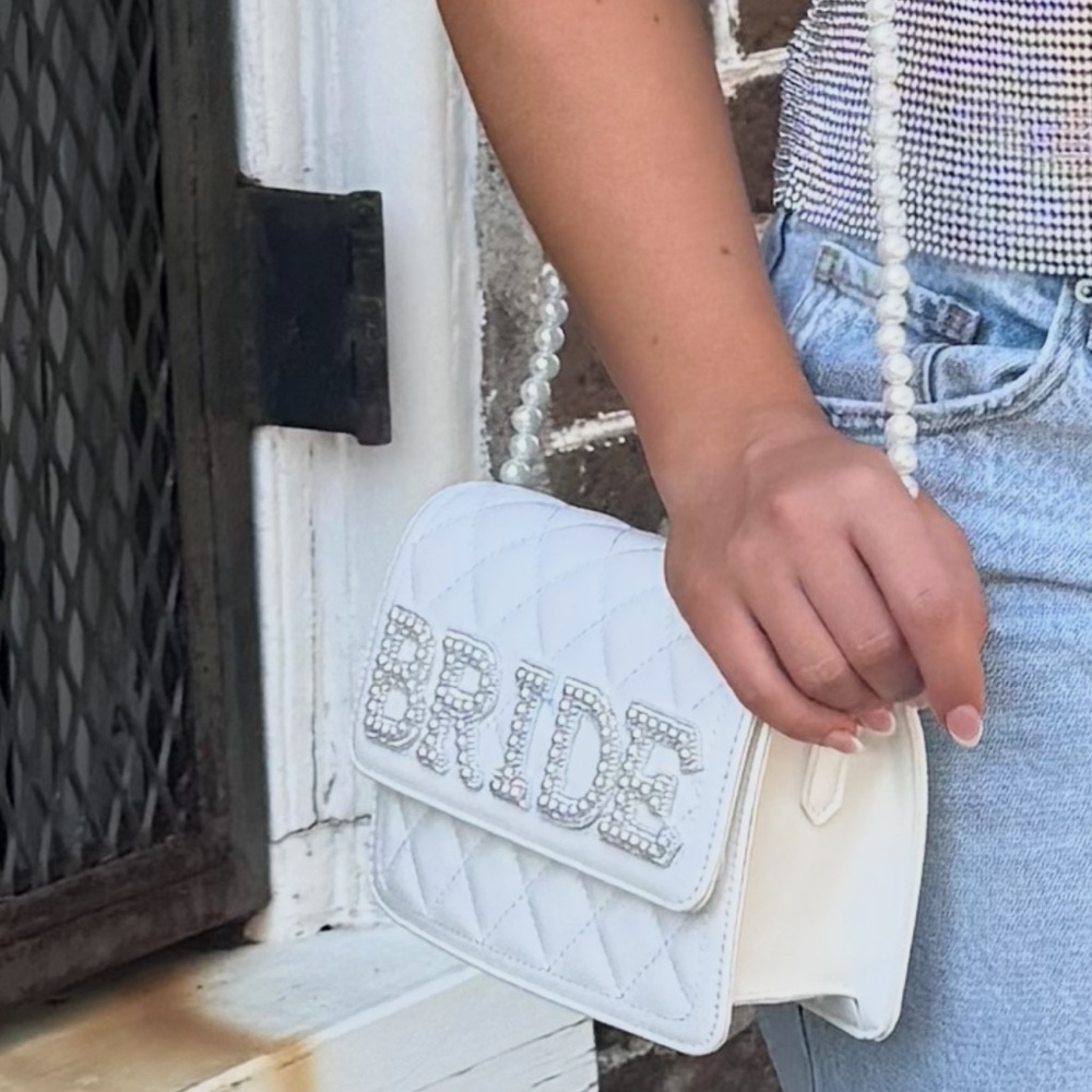 Elegant White Quilted Bride Bag